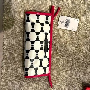 Kate Spade makeup bag white with bows